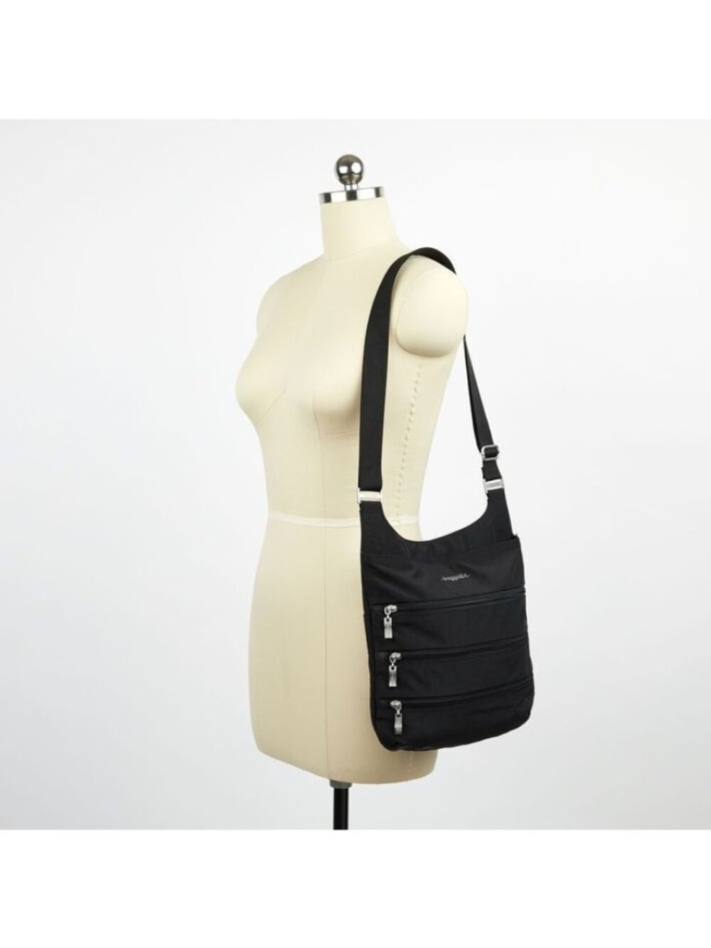 Baggallini Women's Big Zipper Crossbody Bag with RFID Wristlet Black New with Ta